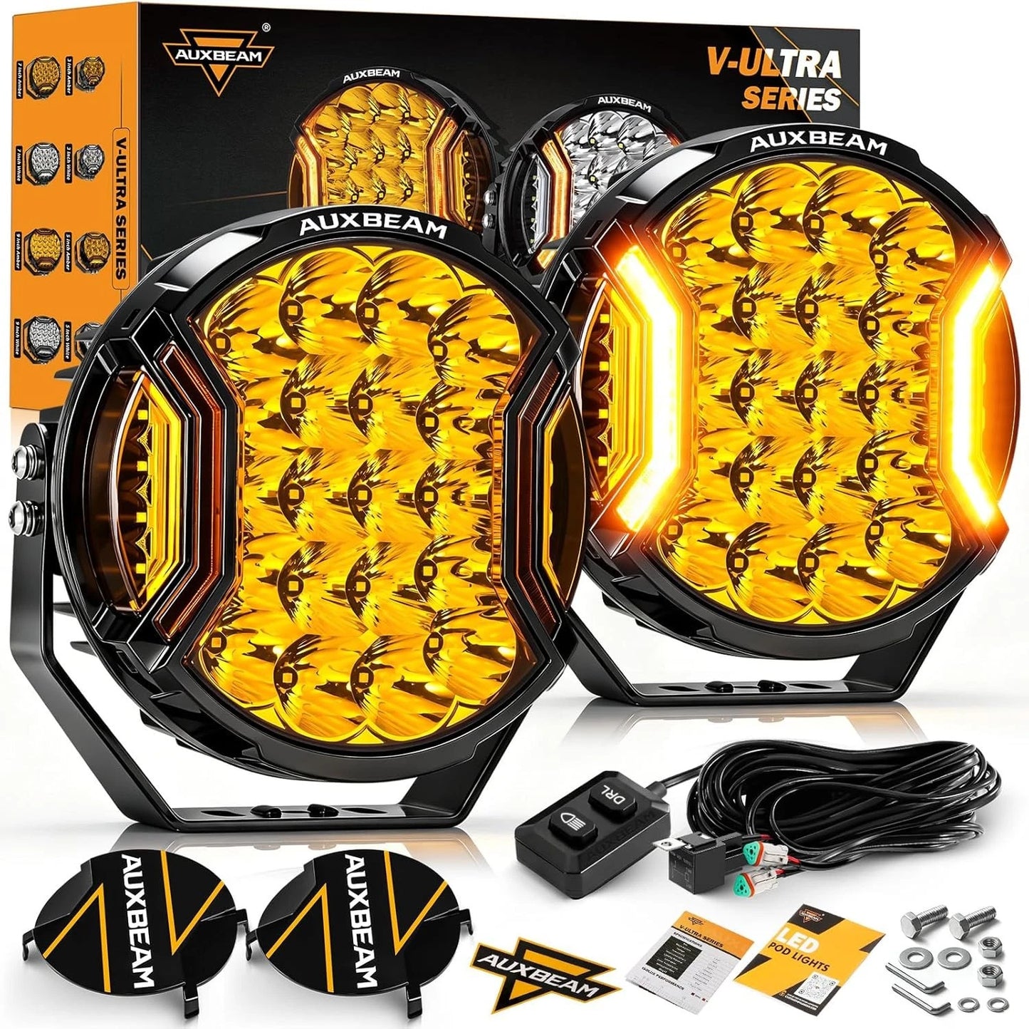 AUXBEAM 9"inch 300W V-Ultra Series Ambar