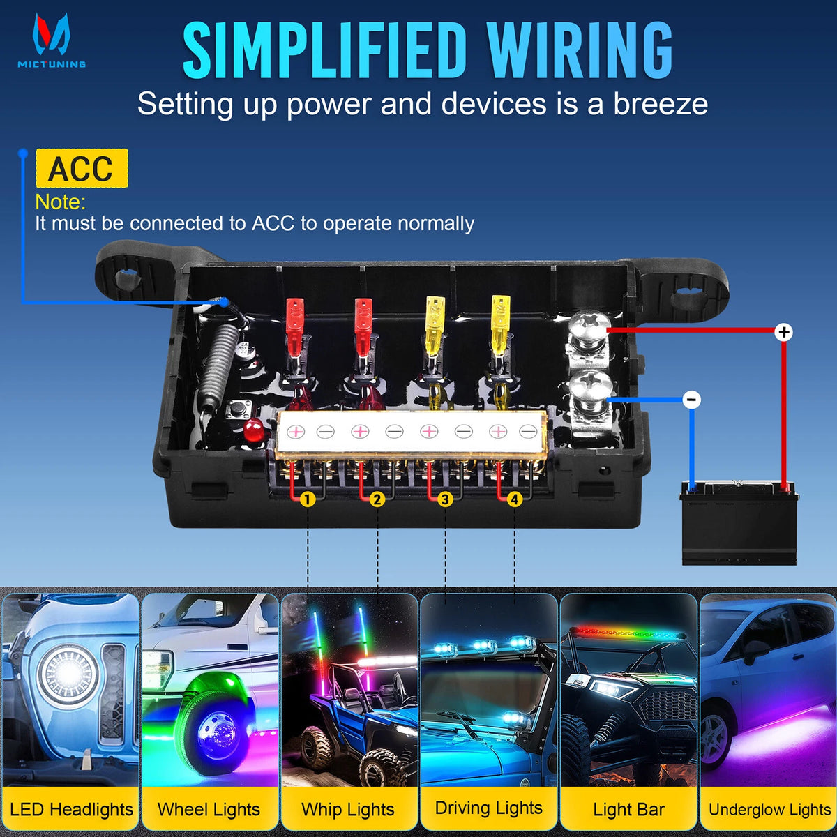 Panel Botonera de Accesorios MicTuning 4 canales