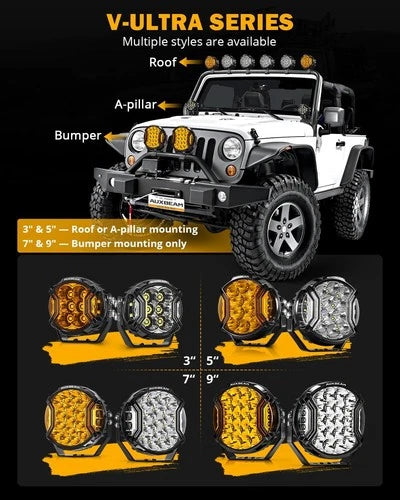 AUXBEAM 9"inch 300W V-Ultra Series Ambar